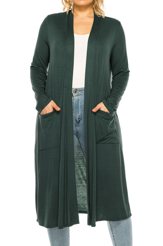 Plus size, solid duster cardigan