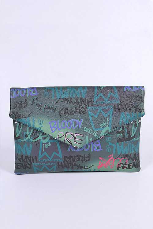 Graffiti Mix Color Iconic Envelope Clutch Bag