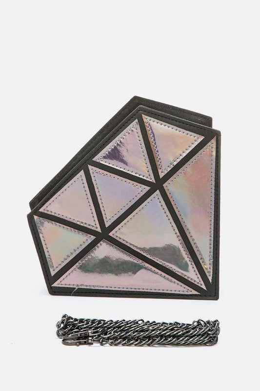 2 Tone Holographic Iconic Diamond Clutch Bag