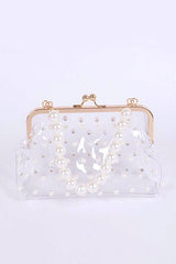 Pearl Studs Clear Iconic Purse Clutch