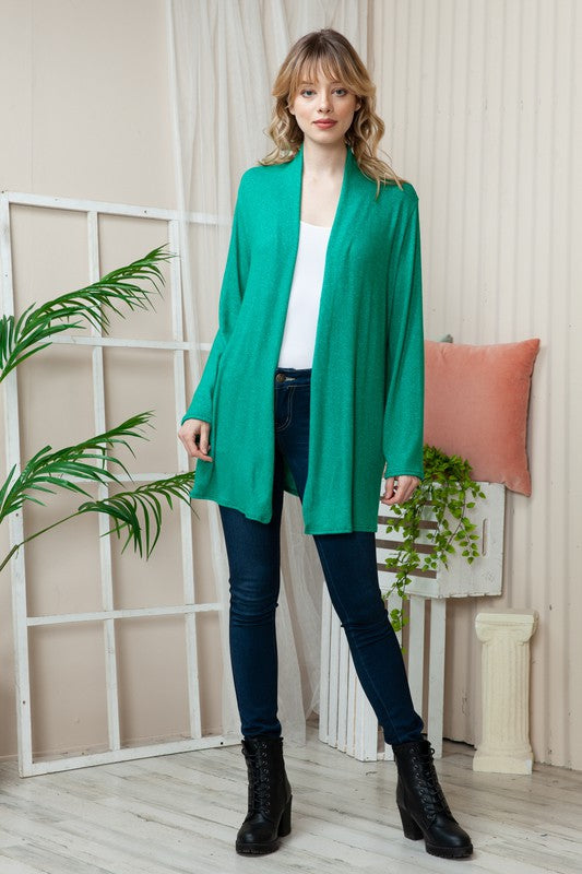 Plus Solid Long Sleeve Cashmere Cardigan