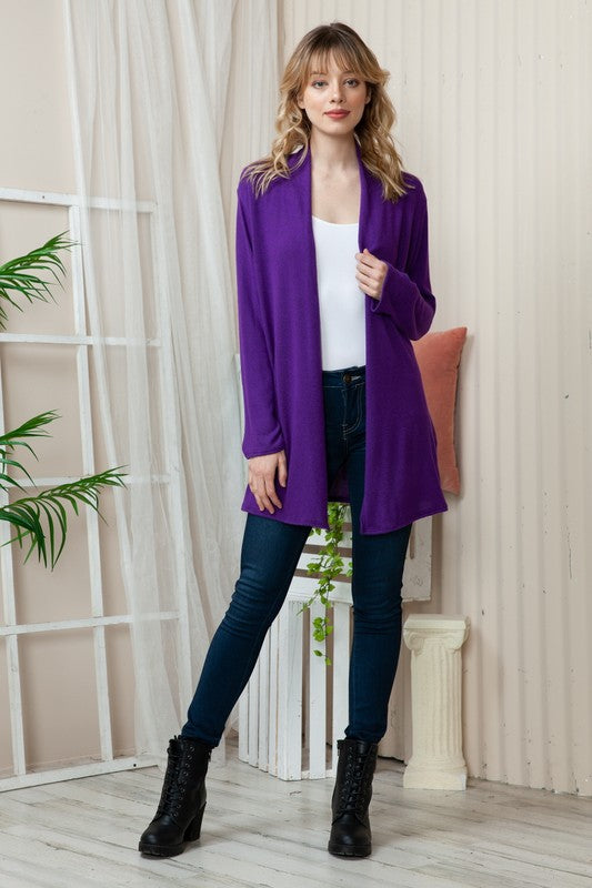 Plus Solid Long Sleeve Cashmere Cardigan