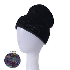 RIBBED GLITTERED BEANIE