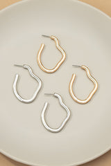 Irregular shape metal hoop earrings