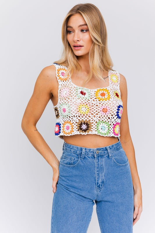 SLEEVELESS MULTI CROCHET TOP