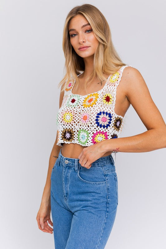 SLEEVELESS MULTI CROCHET TOP