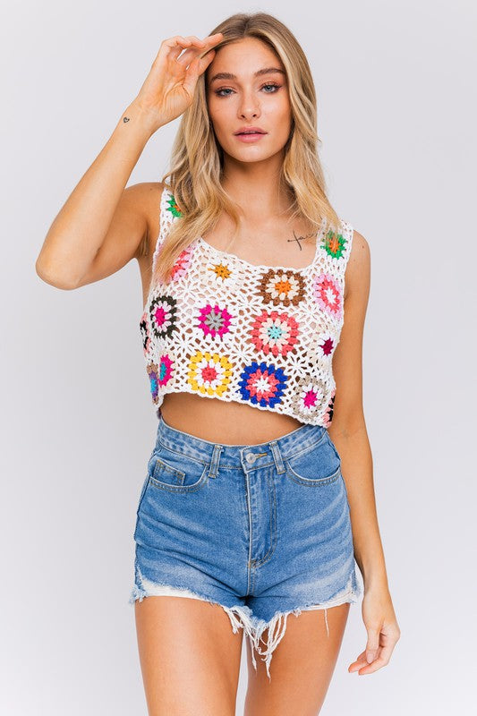 SLEEVELESS MULTI CROCHET TOP