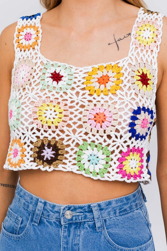 SLEEVELESS MULTI CROCHET TOP