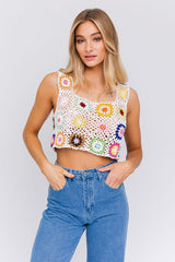 SLEEVELESS MULTI CROCHET TOP