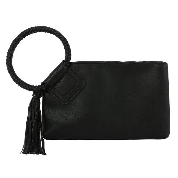 Fashion Cuff Handle Tassel Wristlet Clutch