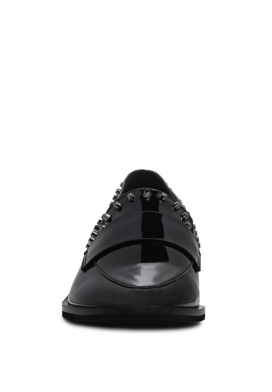 EMILIA Black Shine Forever Stud Penny Loafers