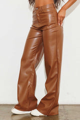 Vegan Leather Wide Leg Pants