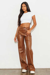 Vegan Leather Wide Leg Pants