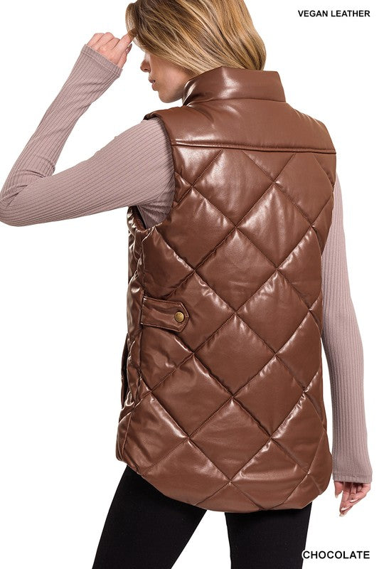 Vegan Leather Puffer Vest