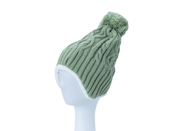 CABLE KNIT EAR COVER BEANIE