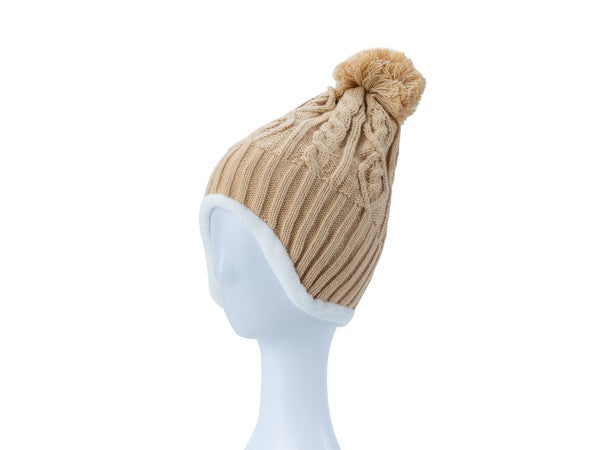 CABLE KNIT EAR COVER BEANIE