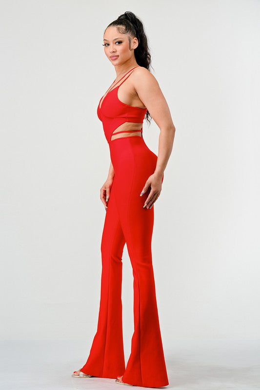 DOUBLE SPAGHETTI STRAP BODYCON JUMPSUIT