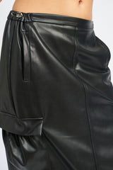 LEATHER CARGO MAXI SKIRT