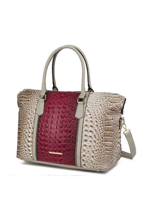 MKF Faux Crocodile-Embossed Duffle Bag by Mia K