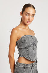 DENIM CORSET TUBE TOP