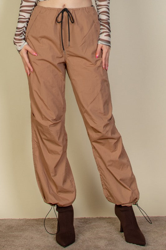 Drawstring Waist Parachute Pants