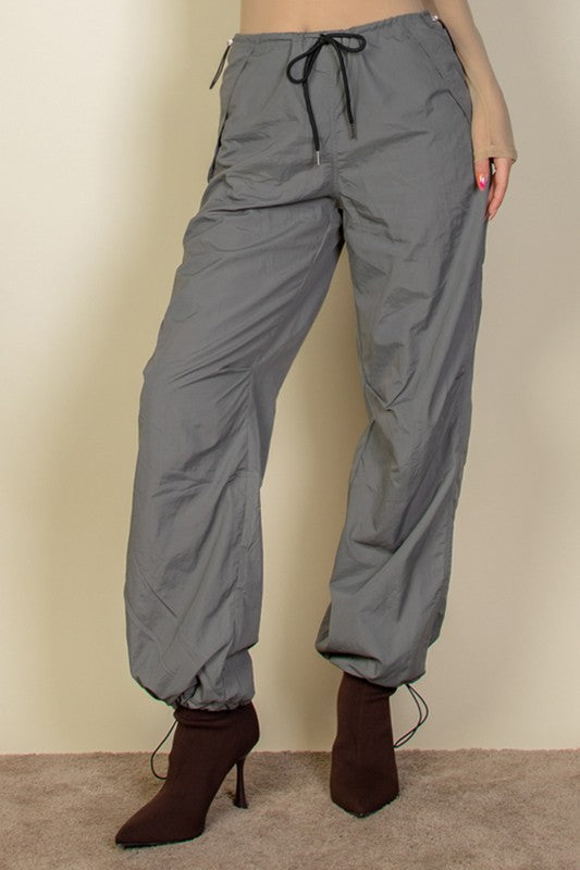 Drawstring Waist Parachute Pants