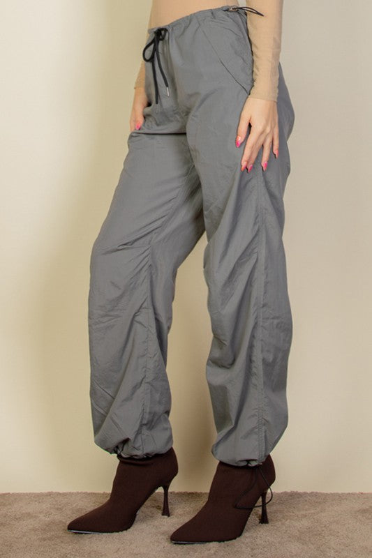 Drawstring Waist Parachute Pants