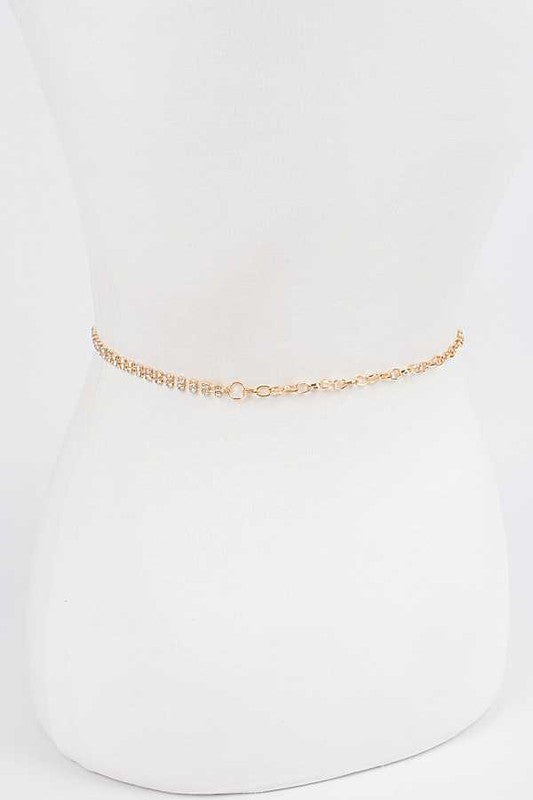 CG Logo Rhinestone Dainty Chain Belt