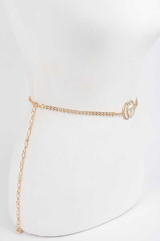 CG Logo Rhinestone Dainty Chain Belt