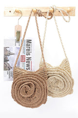 Faux Straw Large Flower Swing Crossbody Bag