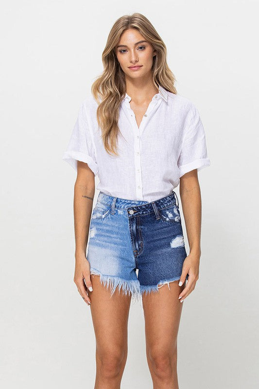 CRISS CROSS WAISTBAND SUPER HIGH RISE SHORTS