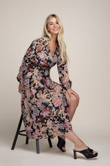 Paisley Print Shirred Waist A-line Dress