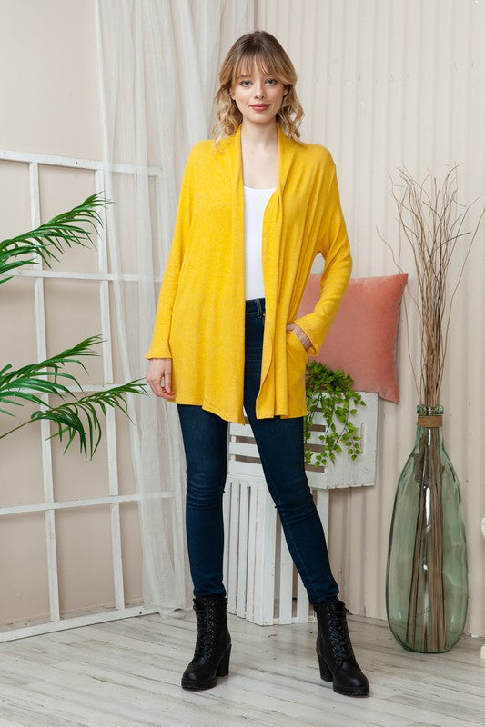 Plus Solid Long Sleeve Cashmere Cardigan