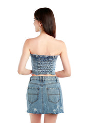 Denim Corset Tube Top