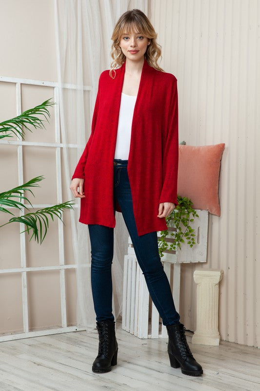 Plus Solid Long Sleeve Cashmere Cardigan