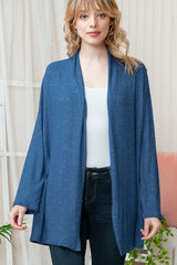 Plus Solid Long Sleeve Cashmere Cardigan